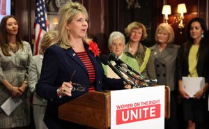 Republican National Committee Co-Chair Sharon Day speaks at press conference to launch 'Women on the Right Unite' - an RNC project to promote the recruitment of and support for Republican women and women candidates. (Photo/RNC, June 26, 2013)